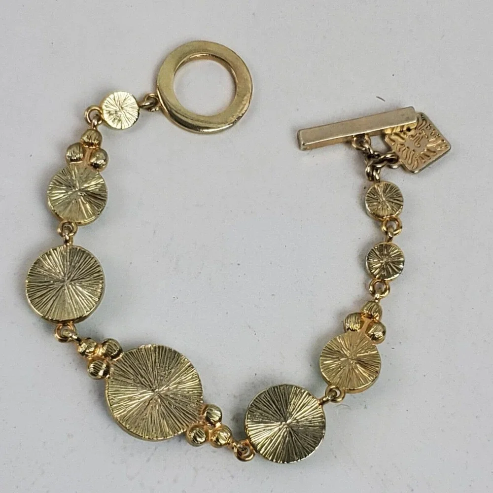 Vintage Anne Klein green, turquoise and Gold Bracelet - Picture 5 of 5